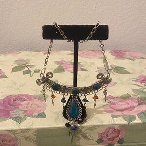 Elegant Silver and Turquoise Anklet